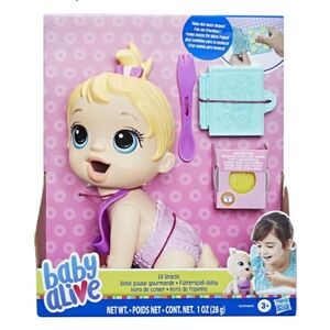 NWT Baby Alive Lil Snacks Doll with Blonde Hair